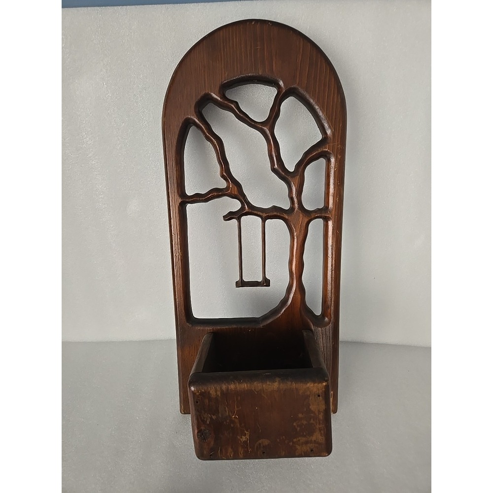 Vtg 70's Handmade Wood Wall Organizer Wall Tree Decor‎ Boho Abstract Beach